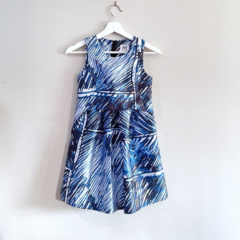 Milly Minis Sleeveless A-line Blue White Abstract Print Dress, Girls 12